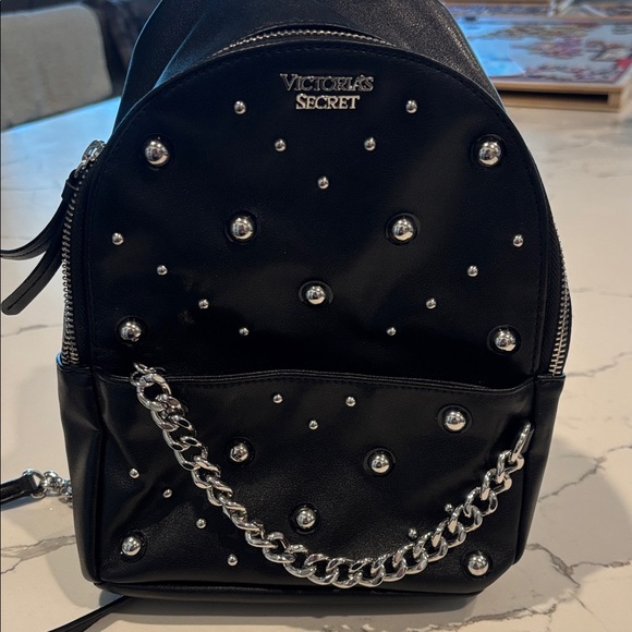 Victoria's Secret Handbags - Victoria's Secret Black Backpack with Silver Accents